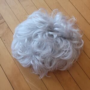 Vintage Granny Gray Curly Costume Wig by Paula Young Made Adjustable Cap
